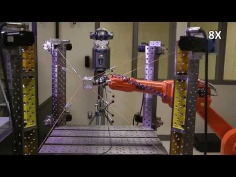 Calibration of an industrial robot using a cable robot and a laser tracker