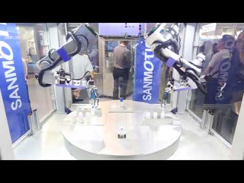 Double arm Articulated Robot Demonstration   Servo System SANMOTION
