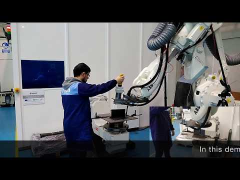 Hand guiding industrial robots