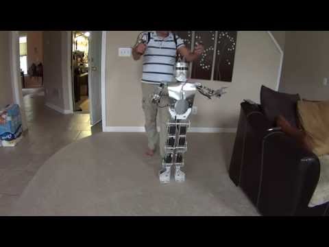 Humanoid robot homemade biped robot Arduino Mega with exoskeleton remote