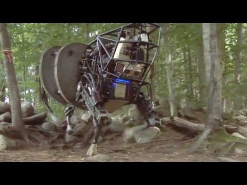 Military robot navigates through woods