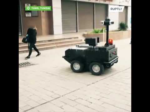 Police Guard robots patrol  in #Tunisia #Covid19 #Coronavirus #lockdown