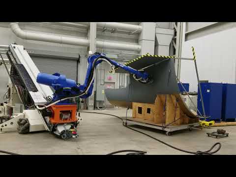 The A5 Aerospace Robot conducts sanding on C-17 mock frame