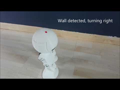Walking biped robot and wall detection