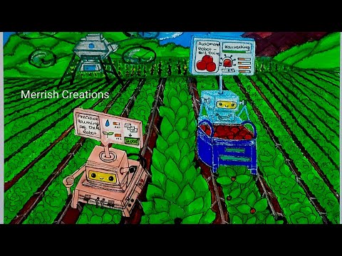 AI Robotic Agriculture Farming Drawing | Step-by-Step Art & Explanation | Technology in Agriculture