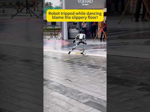 Robot’s dance fail: Slippery floor’s fault #robot #robotics #robotexplore #funny