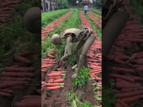 Robots pulling radishes? -Robots in rural China