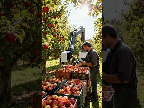 Technological farm, robotic arms picking apples#shorts #farmer #fruit #nature #agriculture  #farming
